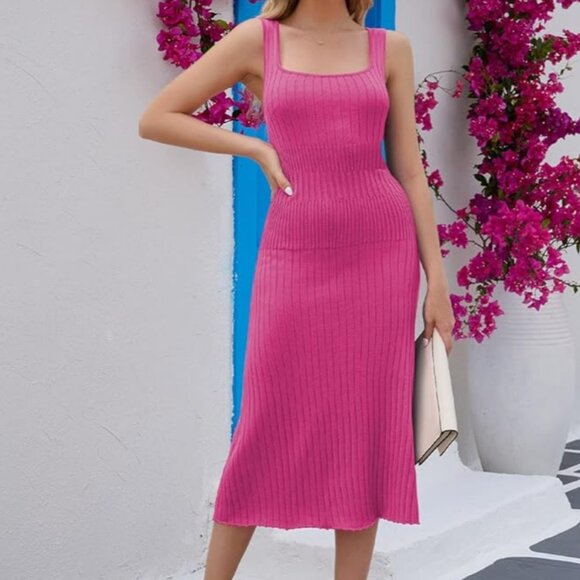 NWOT Vibrant fuchsia Pink Sleeveless Dress women's size Medium (80) - Picture 3 of 9